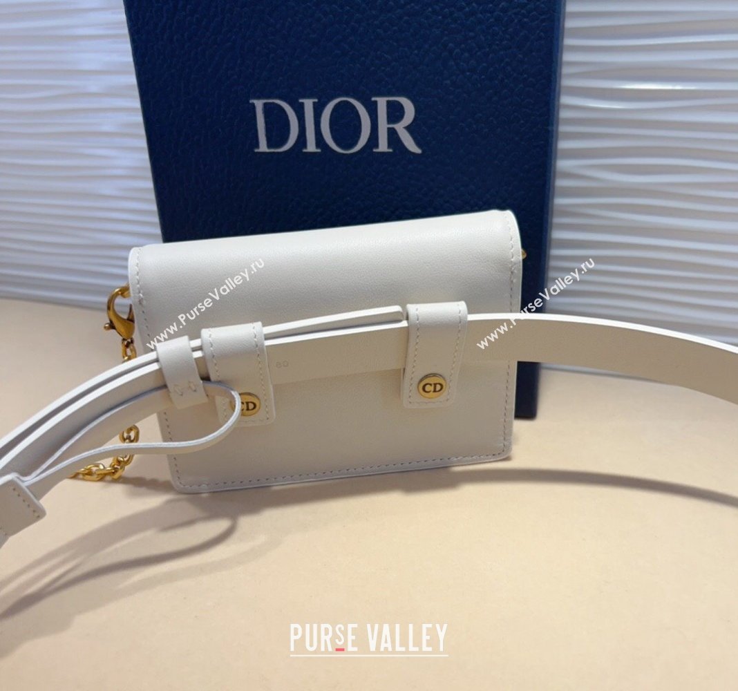 Dior Calfskin Saddle Pouch belt 2cm White 2024 0820 (99-240820059)