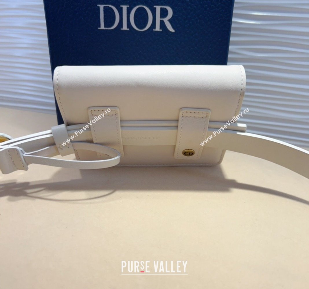 Dior Calfskin Saddle Pouch belt 2cm White 2024 0820 (99-240820059)