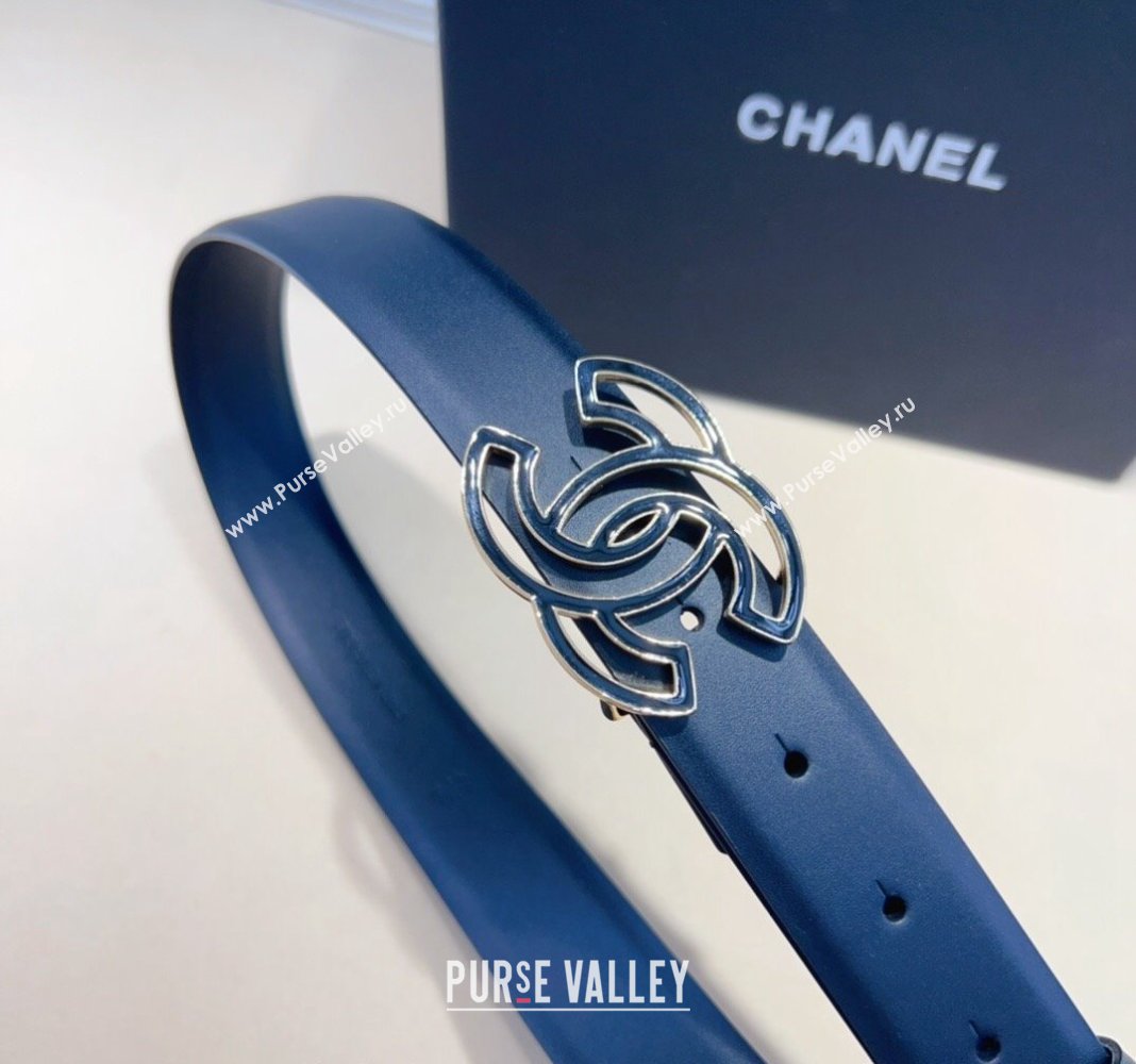 Chanel Calfskin Leather Belt 3cm with Clear CC Buckle Black 2024 0820 (99-240820019)