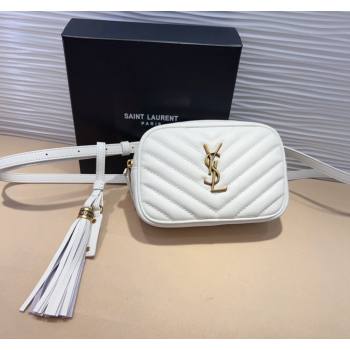 Saint Laurent Leather Lou Belt Bag/Pouch Belt White 2024 YSL082001 (99-240820040)