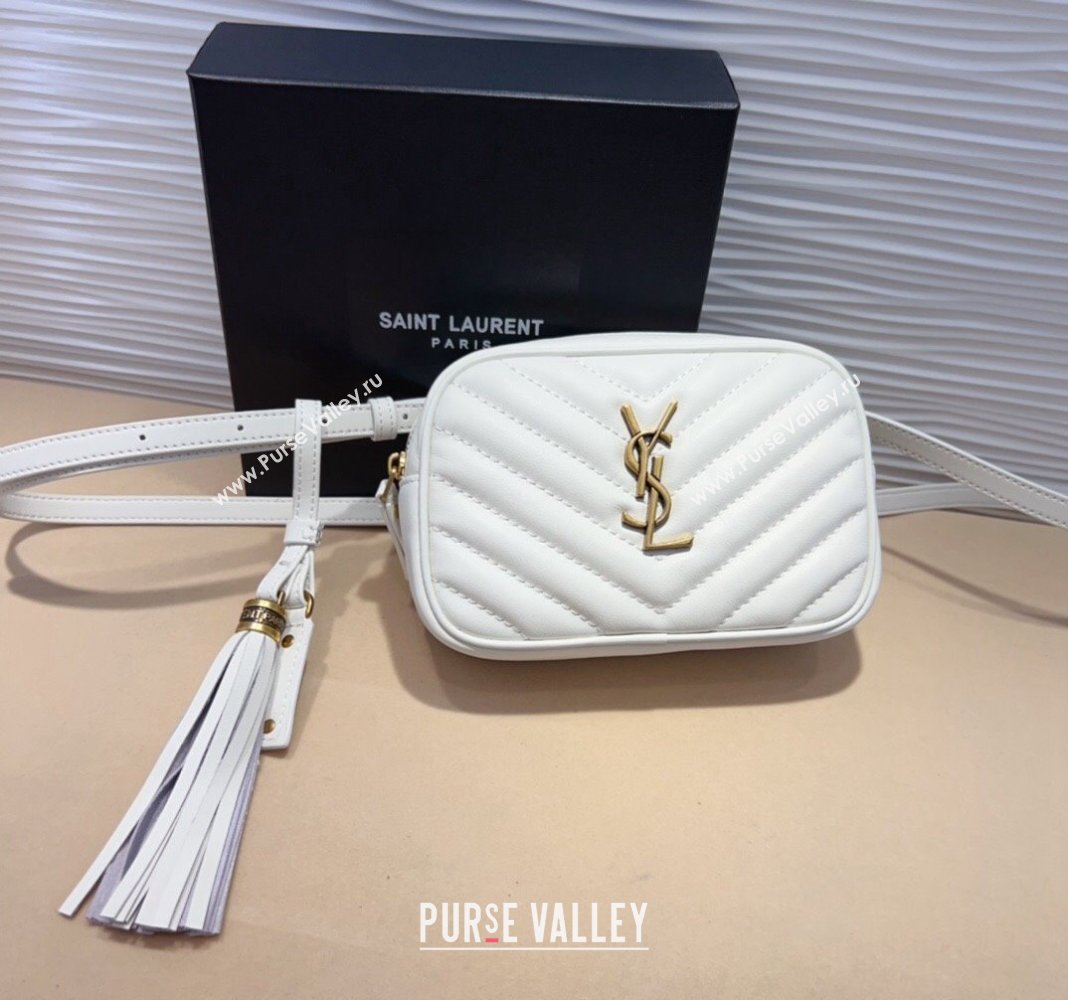 Saint Laurent Leather Lou Belt Bag/Pouch Belt White 2024 YSL082001 (99-240820040)