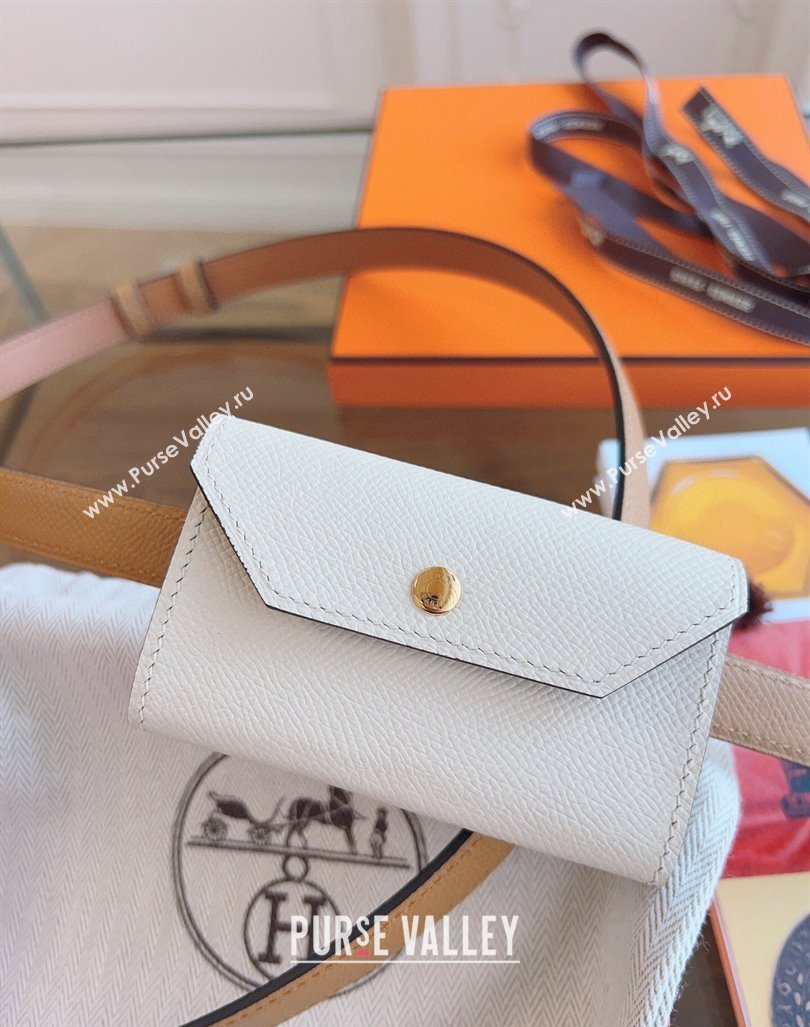 Hermes Kelly Pocket 18 Pouch belt White/brown 2024 0820 (99-240820064)