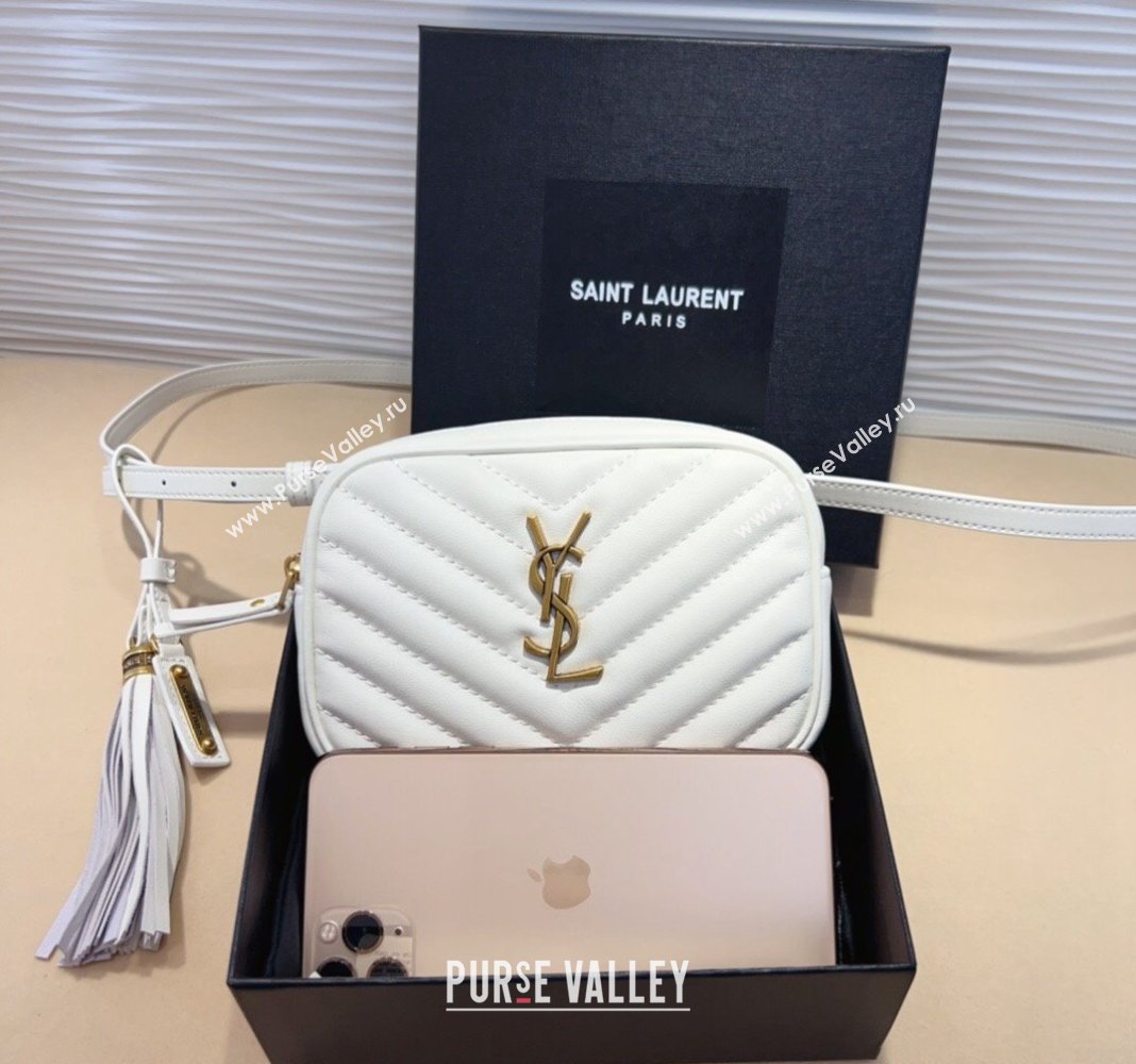 Saint Laurent Leather Lou Belt Bag/Pouch Belt White 2024 YSL082001 (99-240820040)