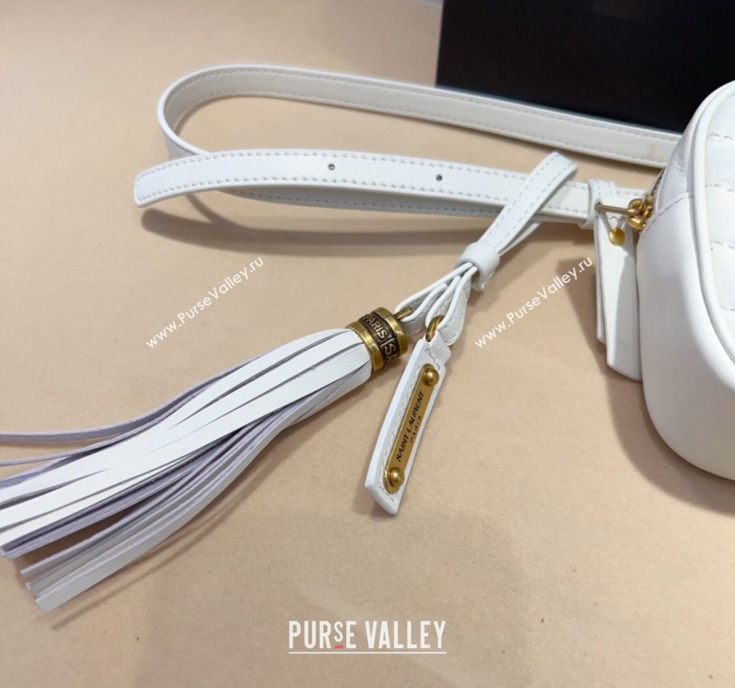 Saint Laurent Leather Lou Belt Bag/Pouch Belt White 2024 YSL082001 (99-240820040)