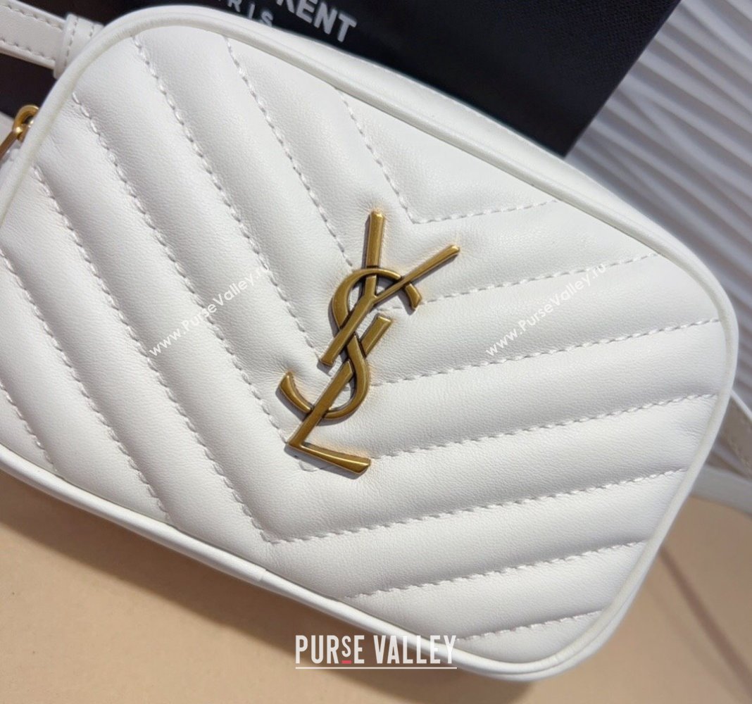 Saint Laurent Leather Lou Belt Bag/Pouch Belt White 2024 YSL082001 (99-240820040)