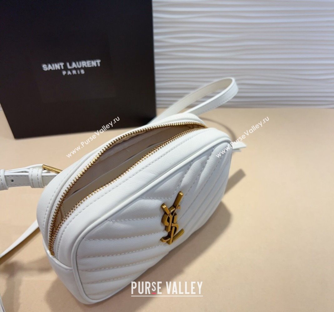 Saint Laurent Leather Lou Belt Bag/Pouch Belt White 2024 YSL082001 (99-240820040)