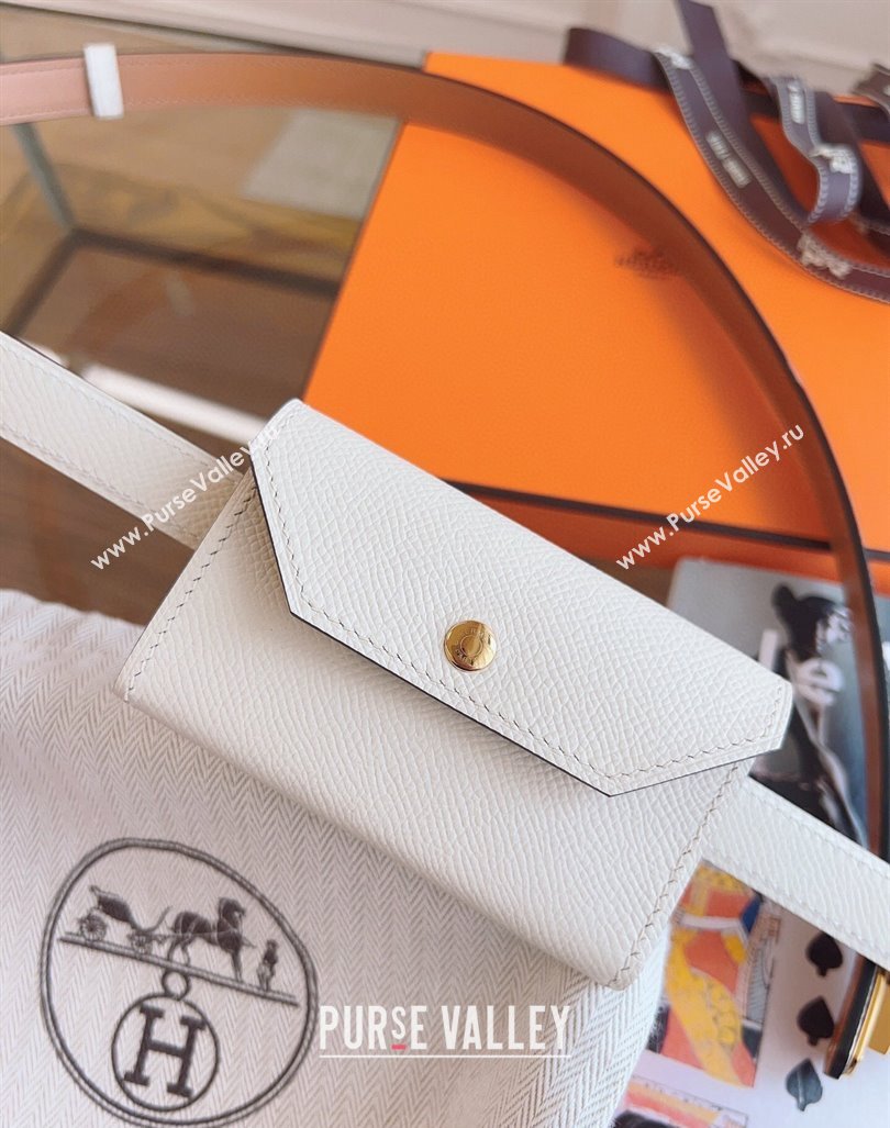 Hermes Kelly Pocket 18 Pouch belt White2 2024 0820 (99-240820068)