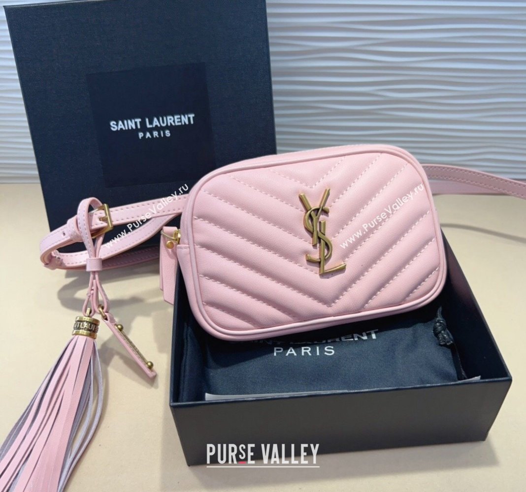 Saint Laurent Leather Lou Belt Bag/Pouch Belt Pink 2024 YSL082001 (99-240820041)