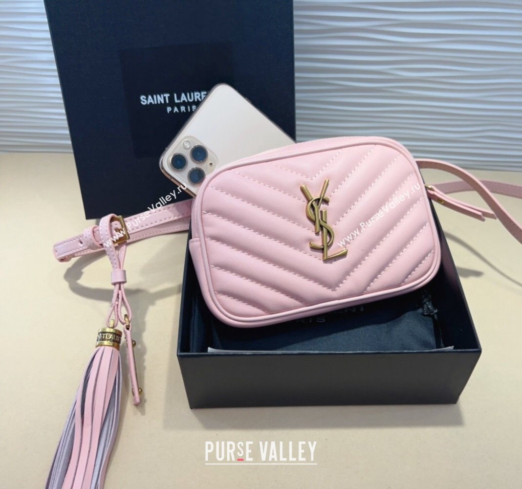 Saint Laurent Leather Lou Belt Bag/Pouch Belt Pink 2024 YSL082001 (99-240820041)