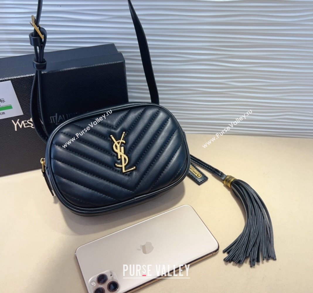 Saint Laurent Leather Lou Belt Bag/Pouch Belt Black/Gold 2024 YSL082001 (99-240820042)