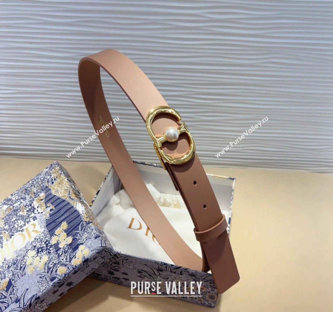 Dior 30 Montaigne Jolie Belt 3cm with CD Pearl Buckle Nude Pink 2024 0820 (99-240820005)