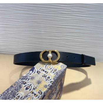 Dior 30 Montaigne Jolie Belt 3cm with CD Pearl Buckle Black 2024 0820 (99-240820007)