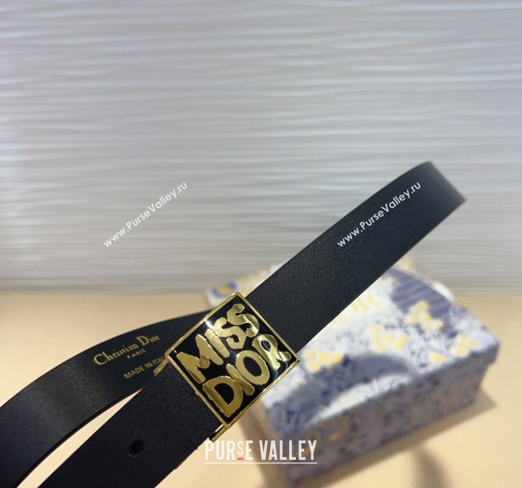 Dior Miss Dior Belt 2.5cm in Calfskin Black 2024 DR091302 (99-240913100)