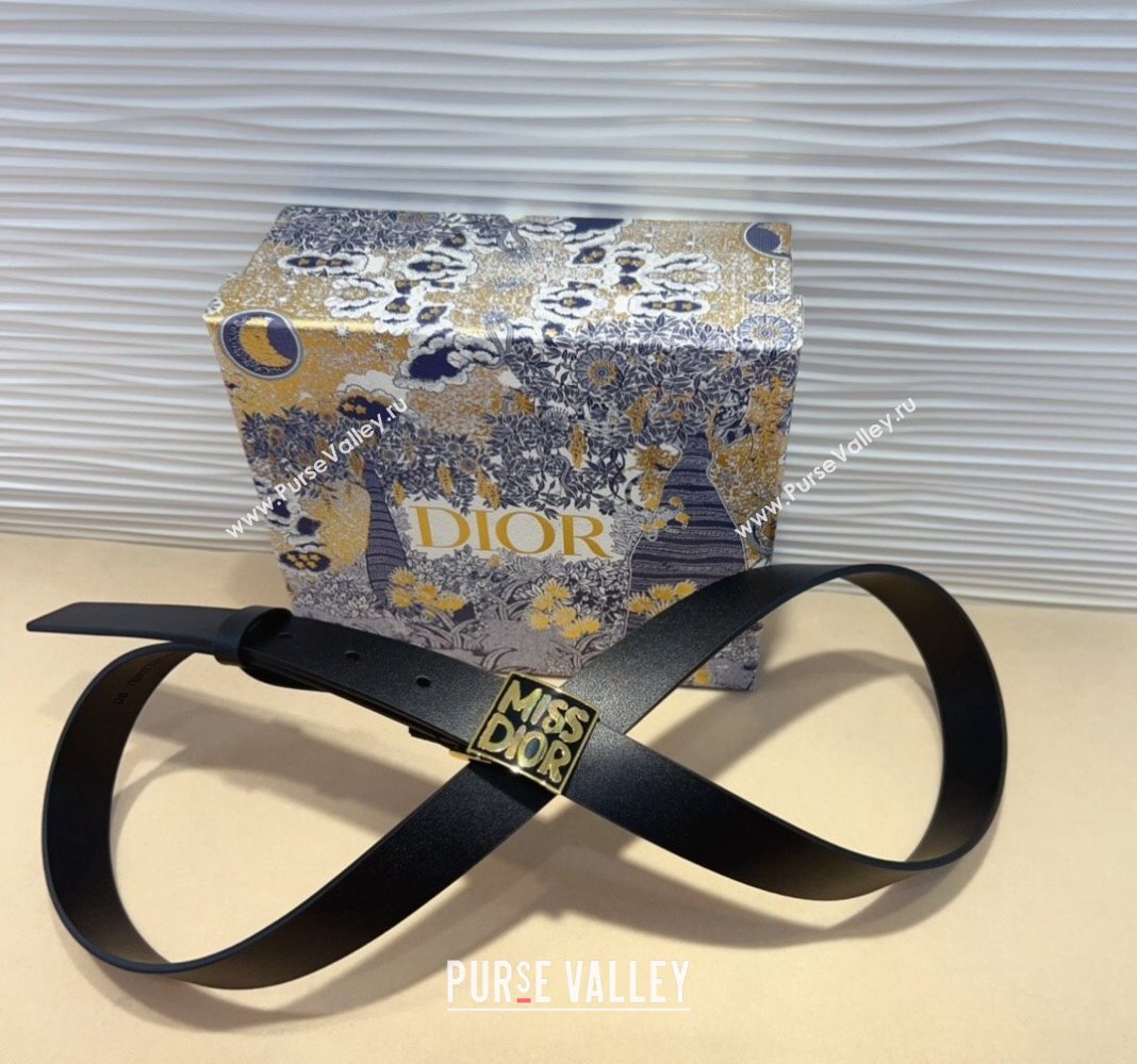 Dior Miss Dior Belt 2.5cm in Calfskin Black 2024 DR091302 (99-240913100)