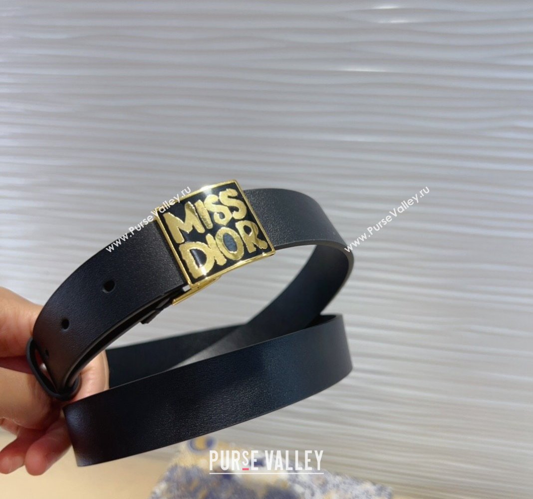 Dior Miss Dior Belt 2.5cm in Calfskin Black 2024 DR091302 (99-240913100)