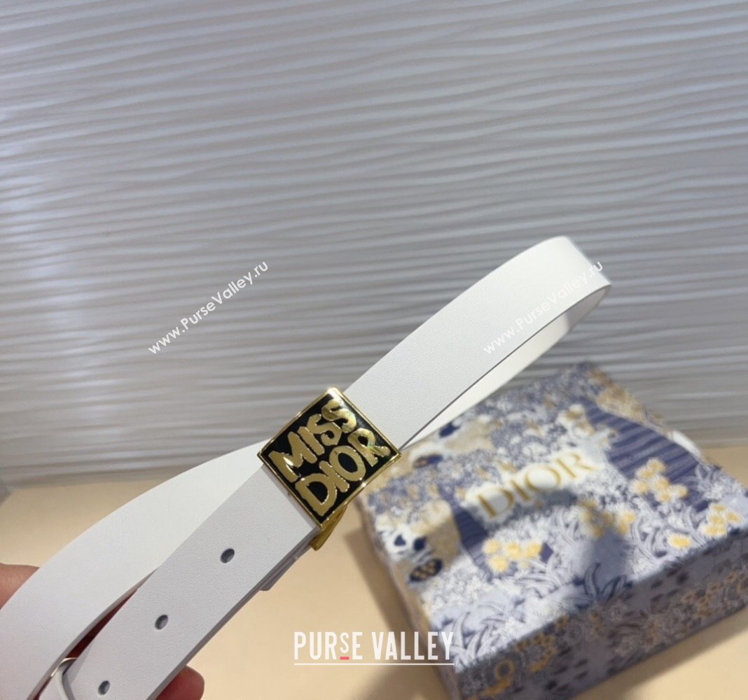 Dior Miss Dior Belt 2.5cm in Calfskin White 2024 DR091302 (99-240913101)