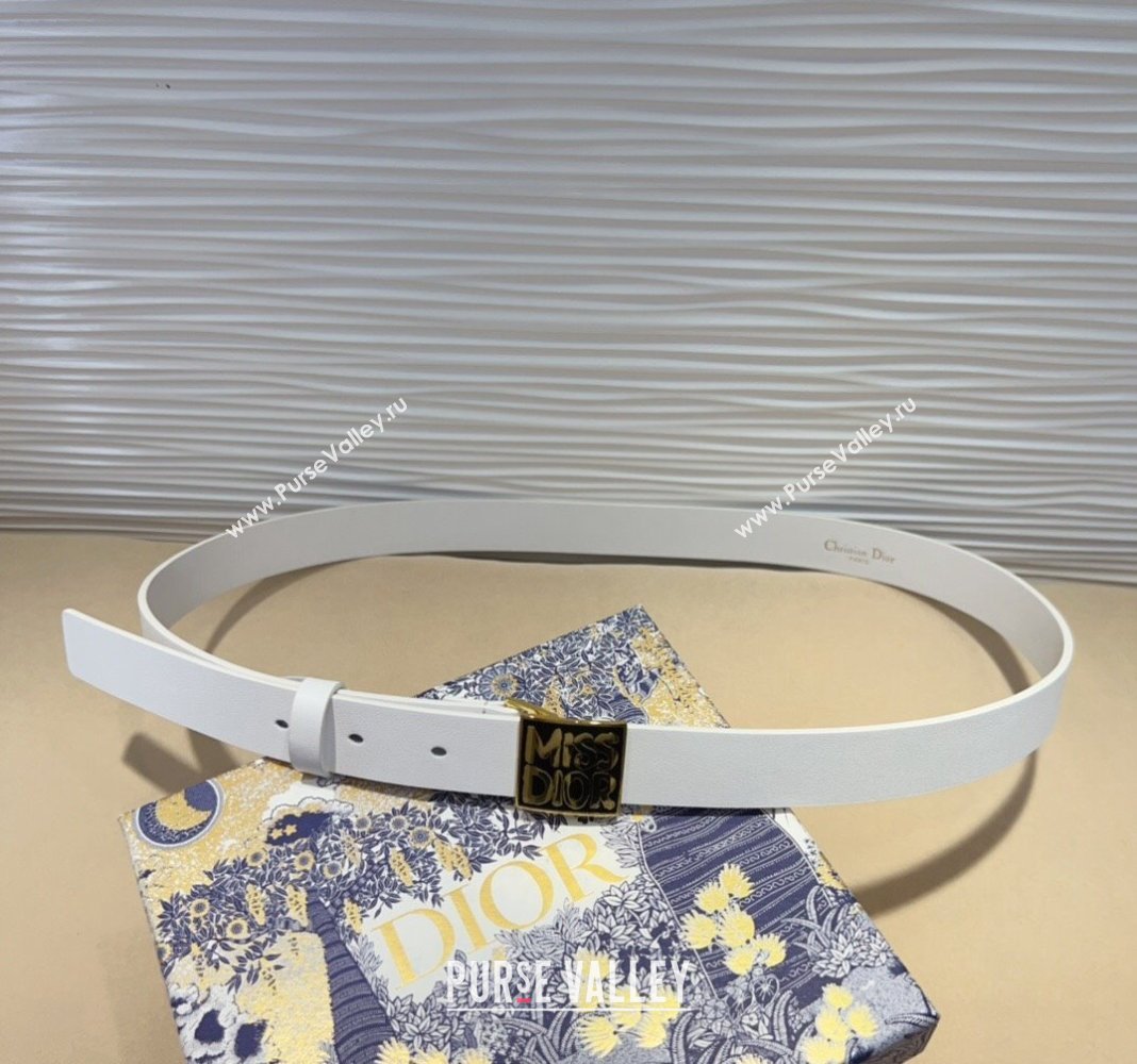 Dior Miss Dior Belt 2.5cm in Calfskin White 2024 DR091302 (99-240913101)