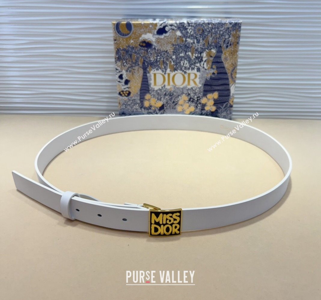 Dior Miss Dior Belt 2.5cm in Calfskin White 2024 DR091302 (99-240913101)