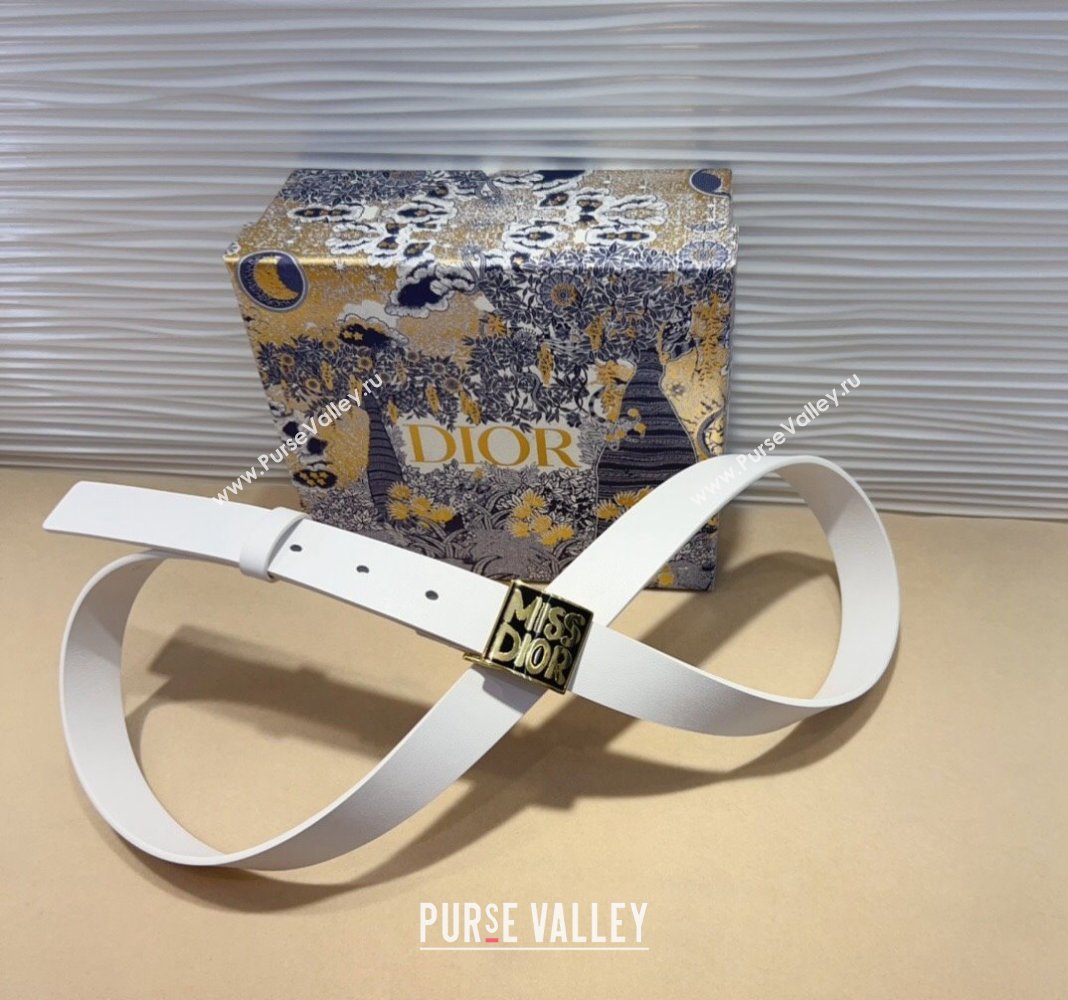 Dior Miss Dior Belt 2.5cm in Calfskin White 2024 DR091302 (99-240913101)