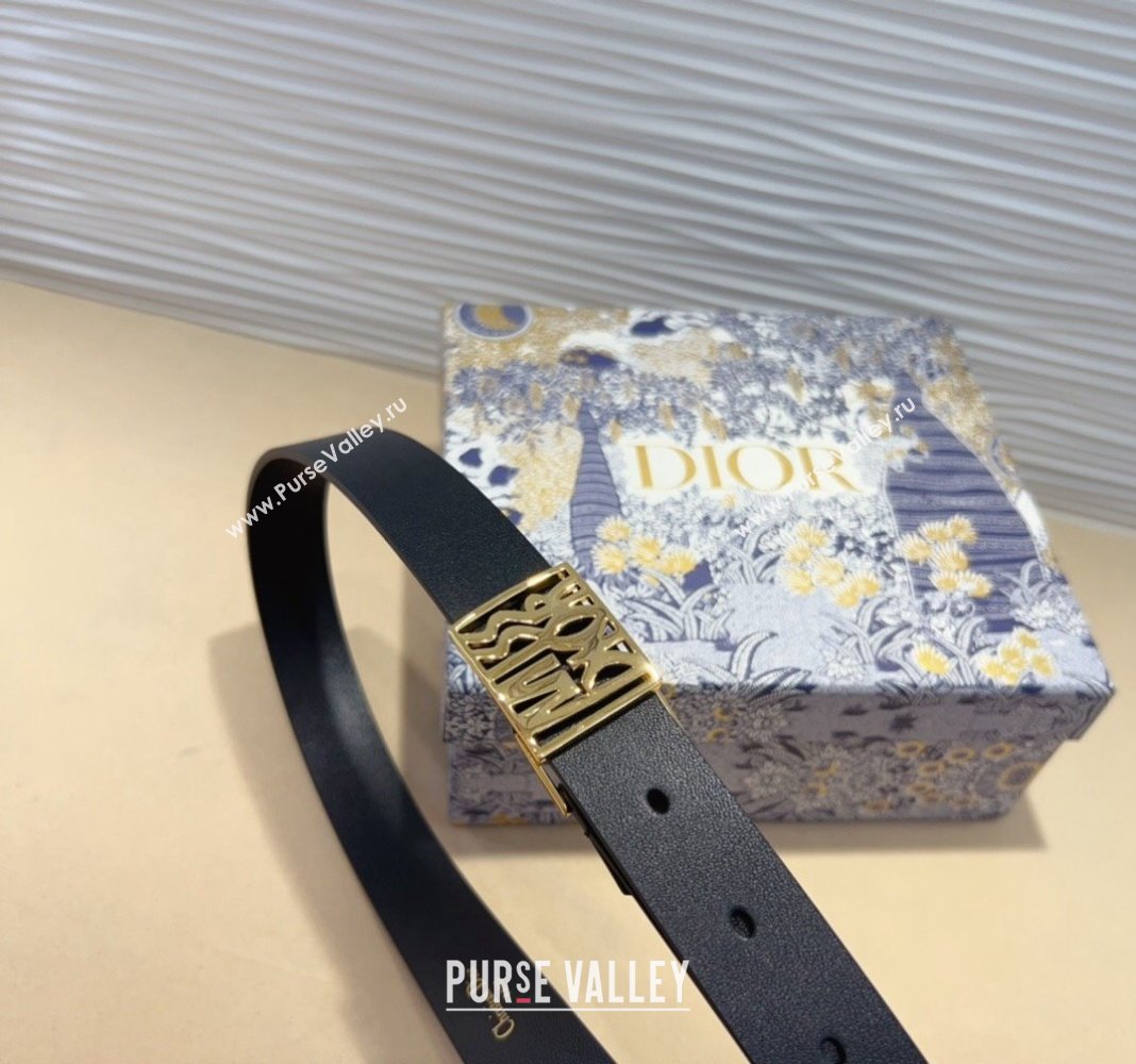 Dior Miss Dior Belt 2.5cm in Calfskin Leather Black/Gold 2024 DR091303 (99-240913106)