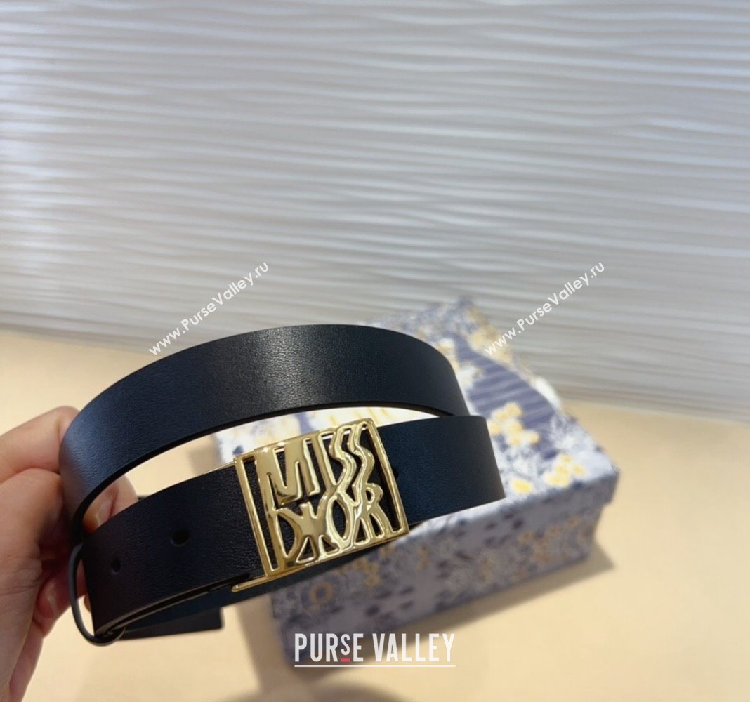 Dior Miss Dior Belt 2.5cm in Calfskin Leather Black/Gold 2024 DR091303 (99-240913106)