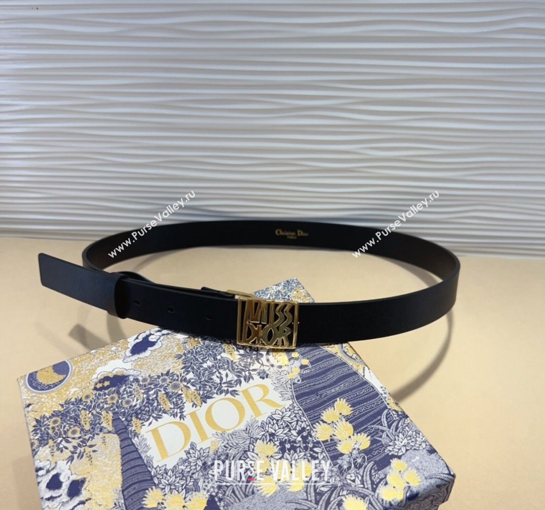 Dior Miss Dior Belt 2.5cm in Calfskin Leather Black/Gold 2024 DR091303 (99-240913106)