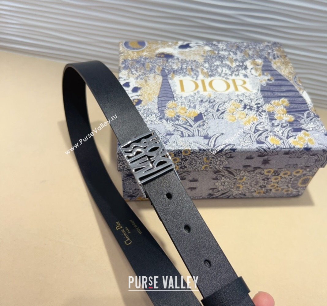 Dior Miss Dior Belt 2.5cm in Calfskin Leather Black/Silver 2024 DR091303 (99-240913107)