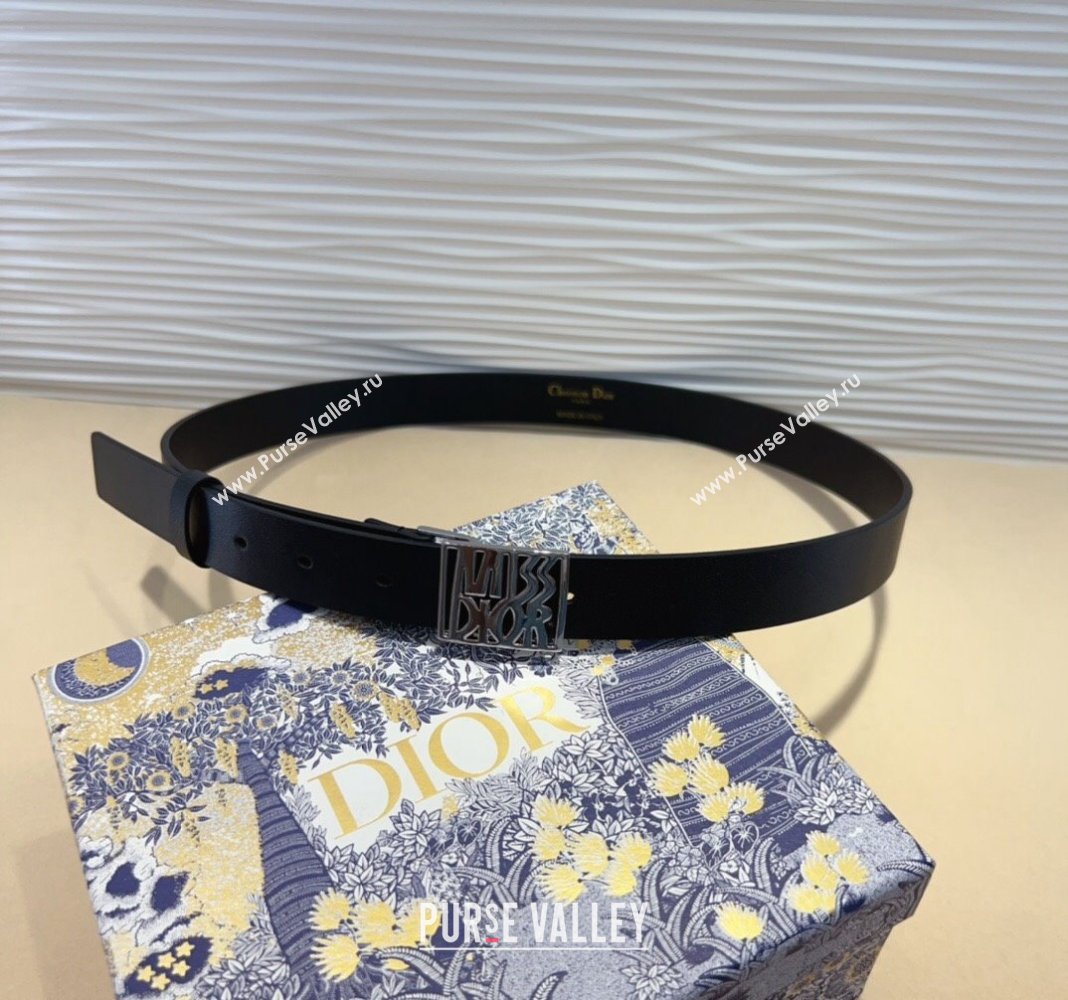 Dior Miss Dior Belt 2.5cm in Calfskin Leather Black/Silver 2024 DR091303 (99-240913107)