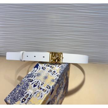 Dior Miss Dior Belt 2.5cm in Calfskin Leather White/Gold 2024 DR091303 (99-240913108)