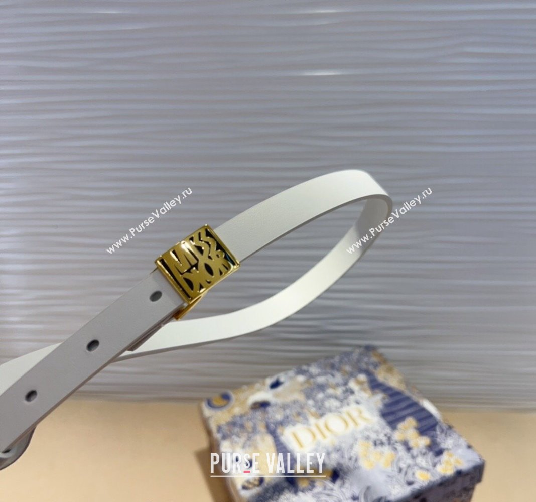 Dior Miss Dior Belt 2.5cm in Calfskin White 2024 DR091301 (99-240913098)