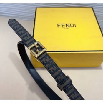 Fendi FF Canvas and Calfskin Belt 2cm Black/Shiny Gold 2024 FE102201 (99-241022020)