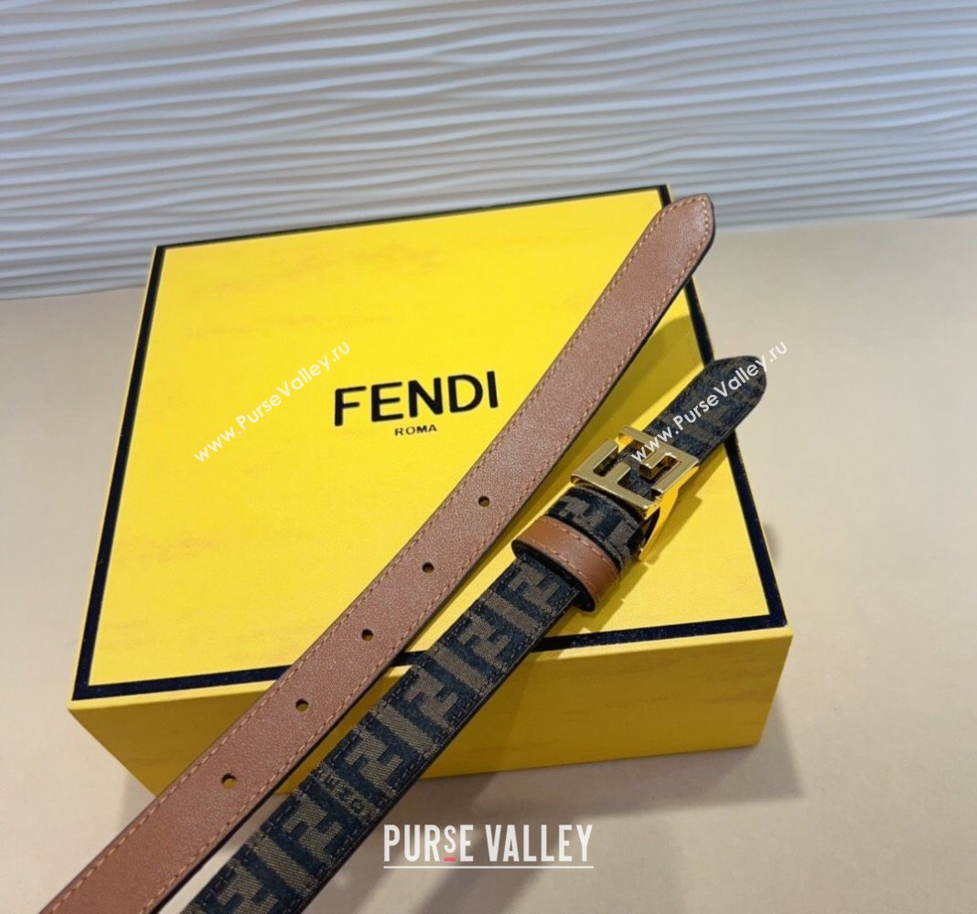 Fendi FF Canvas and Calfskin Belt 2cm Brown/Shiny Gold 2024 FE102201 (99-241022021)