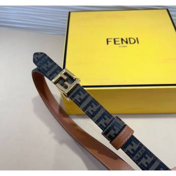 Fendi FF Canvas and Calfskin Belt 2cm Brown/Shiny Gold 2024 FE102201 (99-241022021)