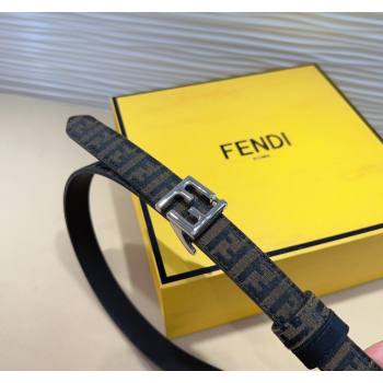 Fendi FF Canvas and Calfskin Belt 2cm Black/Silver 2024 FE102201 (99-241022023)