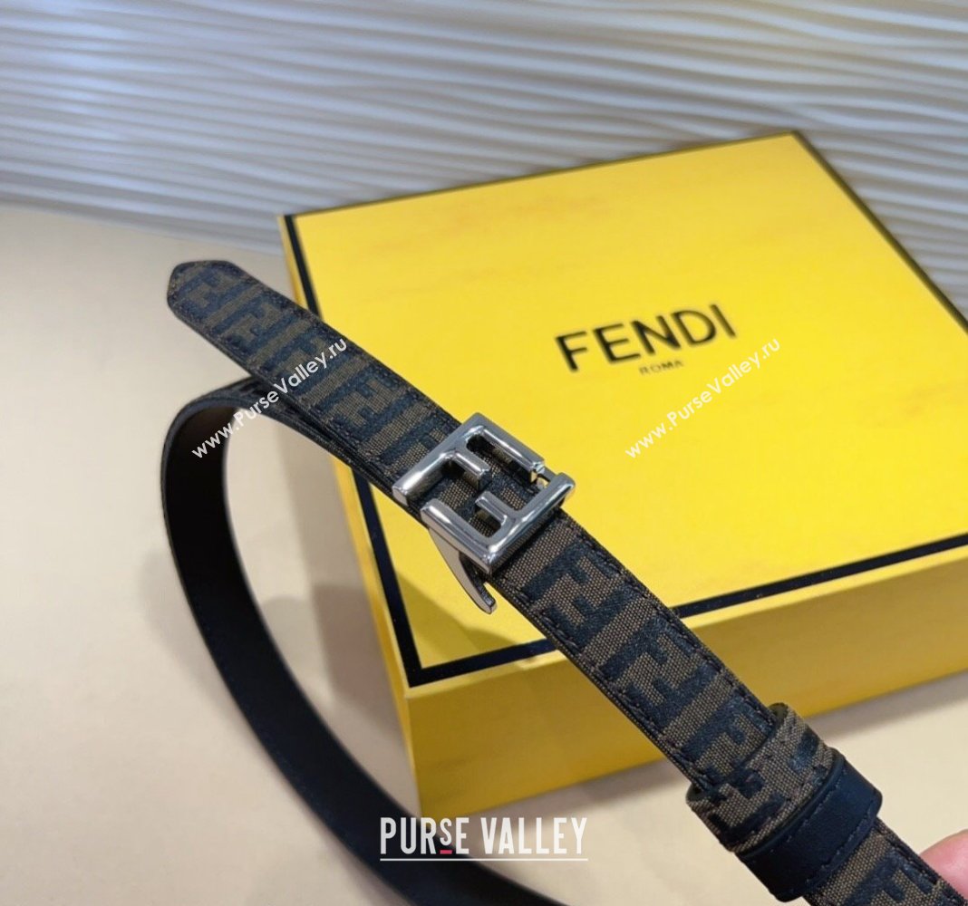 Fendi FF Canvas and Calfskin Belt 2cm Black/Silver 2024 FE102201 (99-241022023)