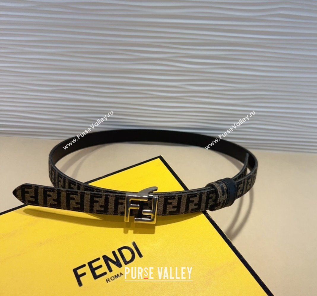 Fendi FF Canvas and Calfskin Belt 2cm Black/Silver 2024 FE102201 (99-241022023)