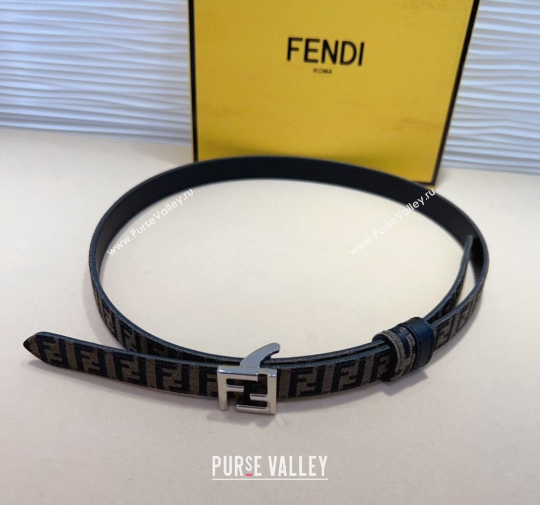 Fendi FF Canvas and Calfskin Belt 2cm Black/Silver 2024 FE102201 (99-241022023)