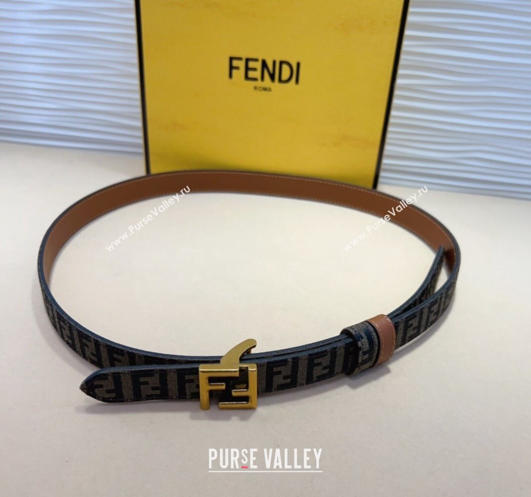 Fendi FF Canvas and Calfskin Belt 2cm Brown/Aged Gold 2024 FE102201 (99-241022019)