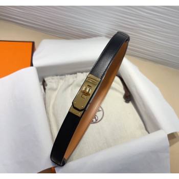 Hermes Kelly Duo Belt 1.8cm in Calfskin Leather Black/Gold 2 2024 H102202 (99-241022130)