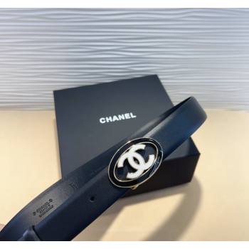 Chanel Lambskin Leather Belt 3cm with White CC Black 2024 CH102207 (99-241022091)