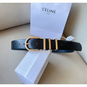 Celine Triomphe Medium Calfskin Belt 4cm with Pin Buckle Black 2024 CE102201 (99-241022032)