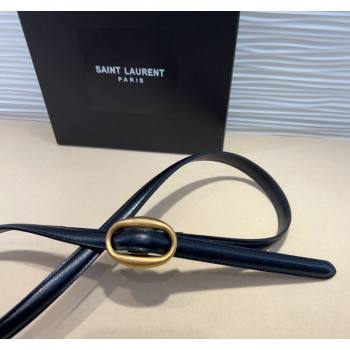 Saint Laurent Calfskin Belt 1.5cm with Aged Gold-Tone Buckle Black 2024 YSL102202 (99-241022108)