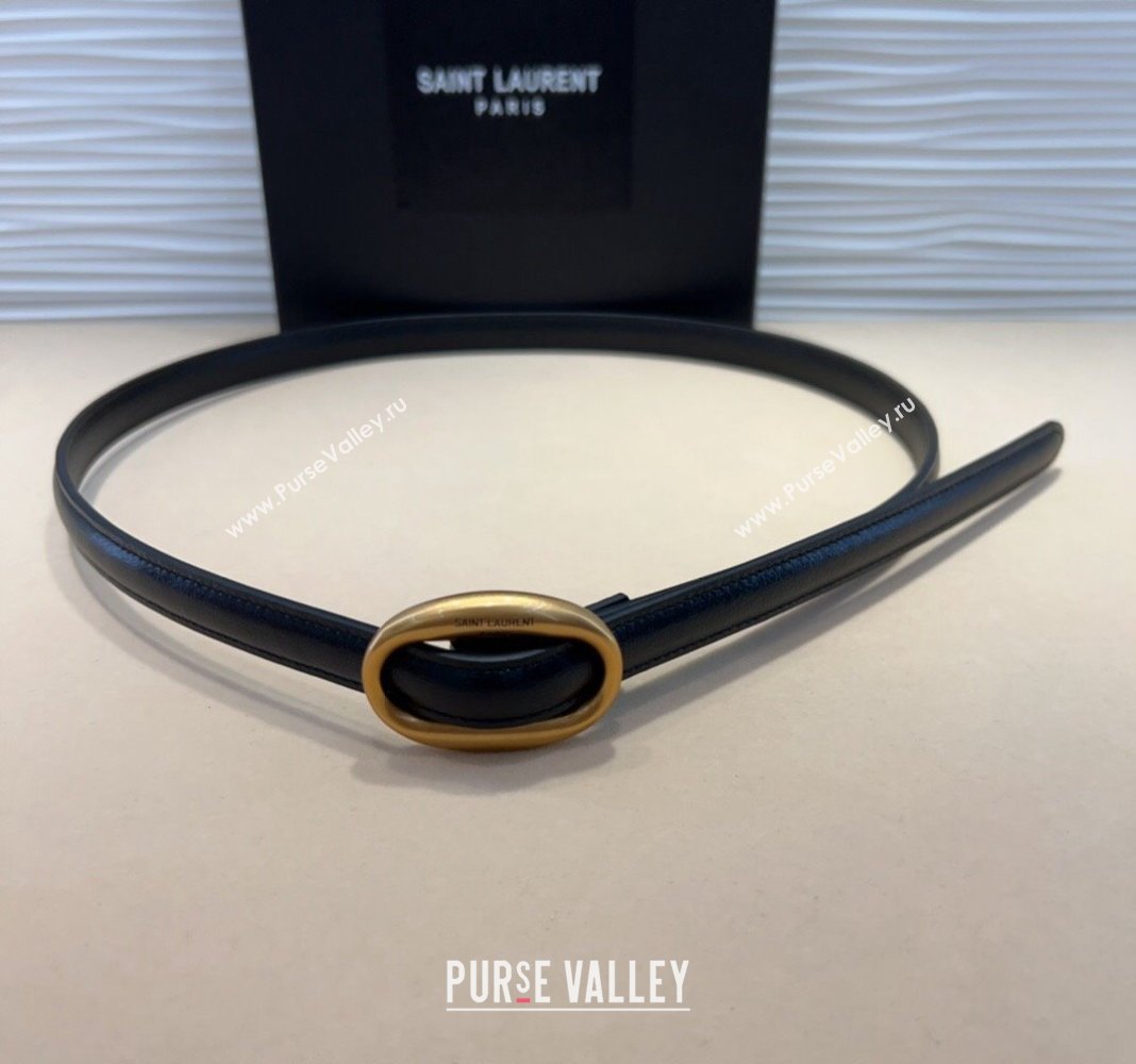 Saint Laurent Calfskin Belt 1.5cm with Aged Gold-Tone Buckle Black 2024 YSL102202 (99-241022108)