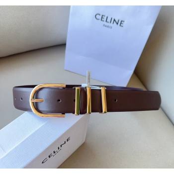 Celine Triomphe Medium Calfskin Belt 4cm with Pin Buckle Dark Brown 2024 CE102201 (99-241022034)