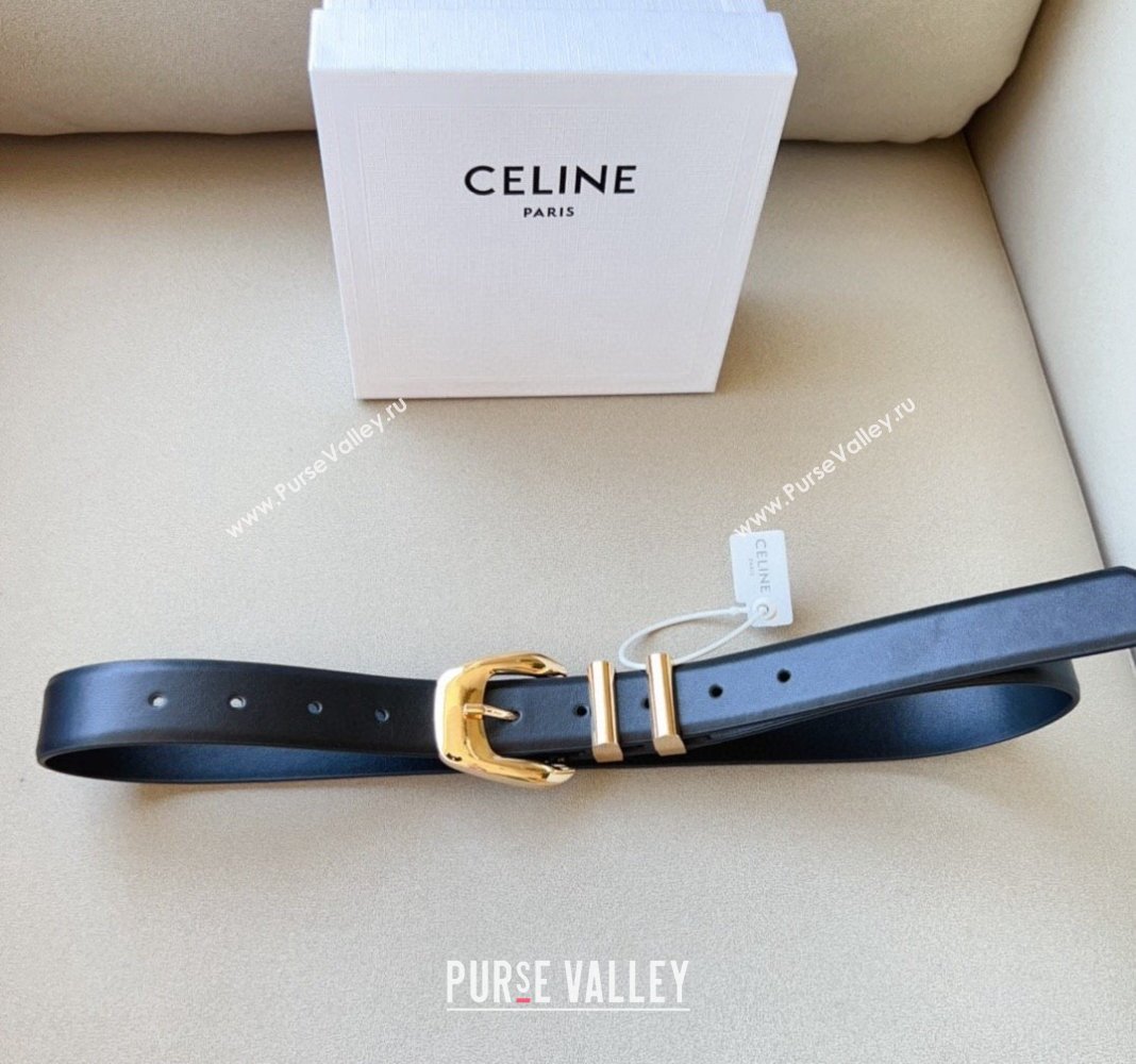 Celine Triomphe Medium Calfskin Belt 3cm with Pin Buckle Black 2024 CE102202 (99-241022035)