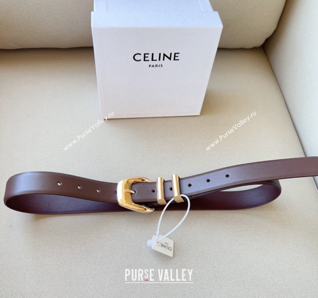 Celine Triomphe Medium Calfskin Belt 3cm with Pin Buckle Dark Brown 2024 CE102202 (99-241022037)