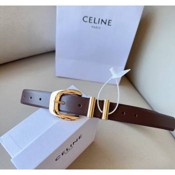 Celine Triomphe Medium Calfskin Belt 3cm with Pin Buckle Dark Brown 2024 CE102202 (99-241022037)