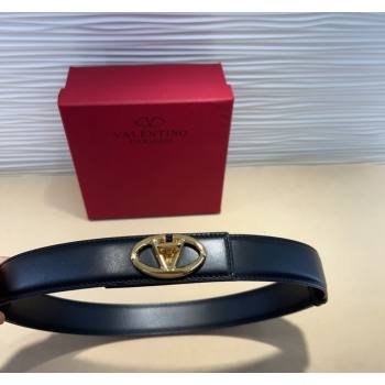 Valentino VLogo Locker Calfskin Belt 3cm with Gold Buckle Black 2024 VLTN102201 (99-241022052)