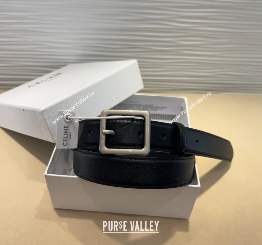 Celine Triomphe Medium Calfskin Belt 3cm with Pin Buckle Black 2024 CE102203 (99-241022038)