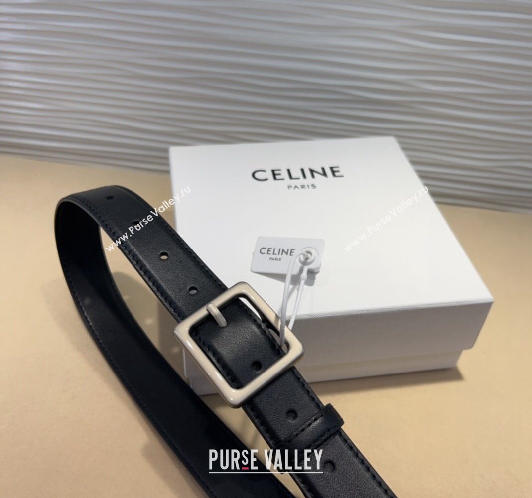 Celine Triomphe Medium Calfskin Belt 3cm with Pin Buckle Black 2024 CE102203 (99-241022038)